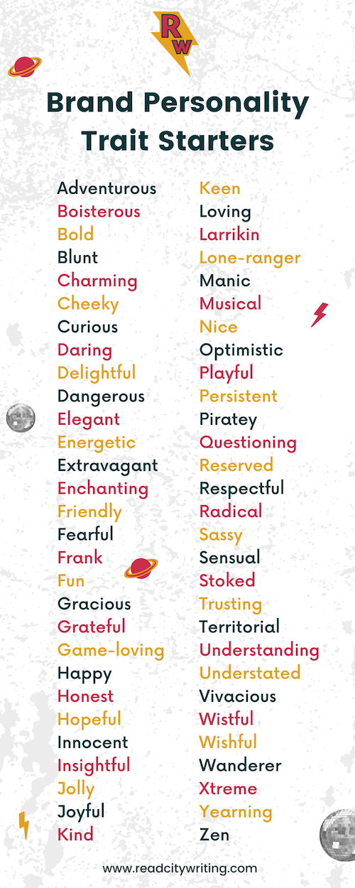Brand personality traits list in alphabetical order