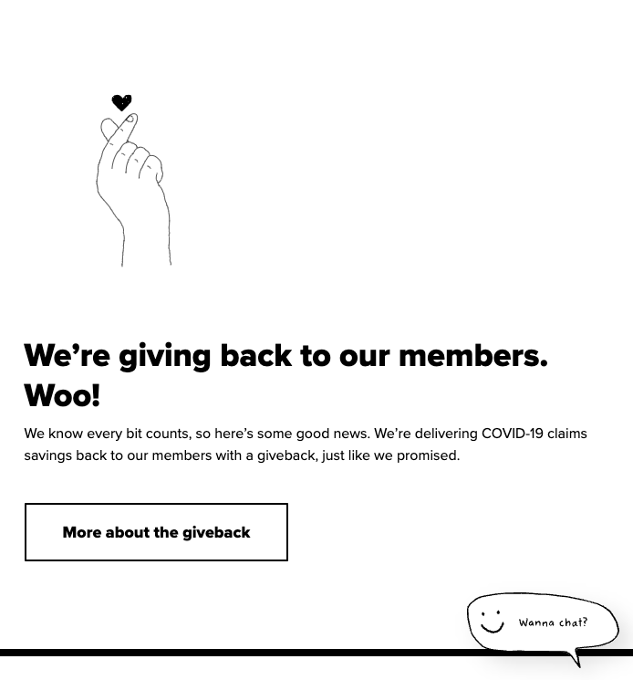 AHM marketing that reads 'we're giving back to our members. Woo!'